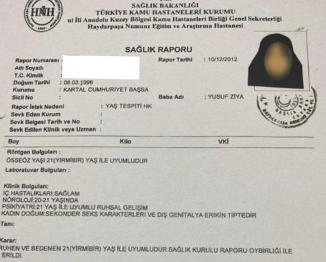 6 yaşındaki çocuk gelin davasında o dönem 14 yaşında olan H.K.G.'ye verilen yaş tespit raporu ortaya çıktı