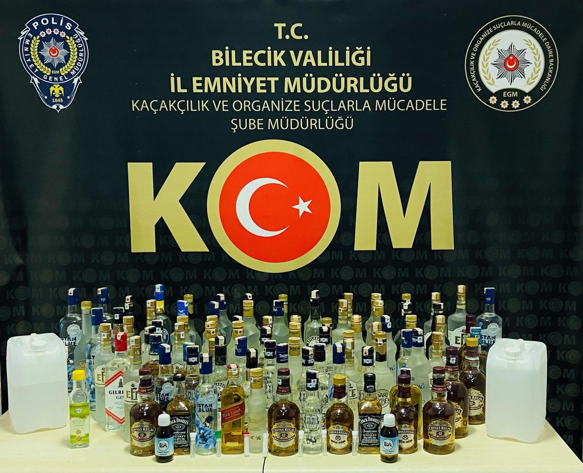 Bilecik\'te 91 şişe sahte içki ele geçirildi