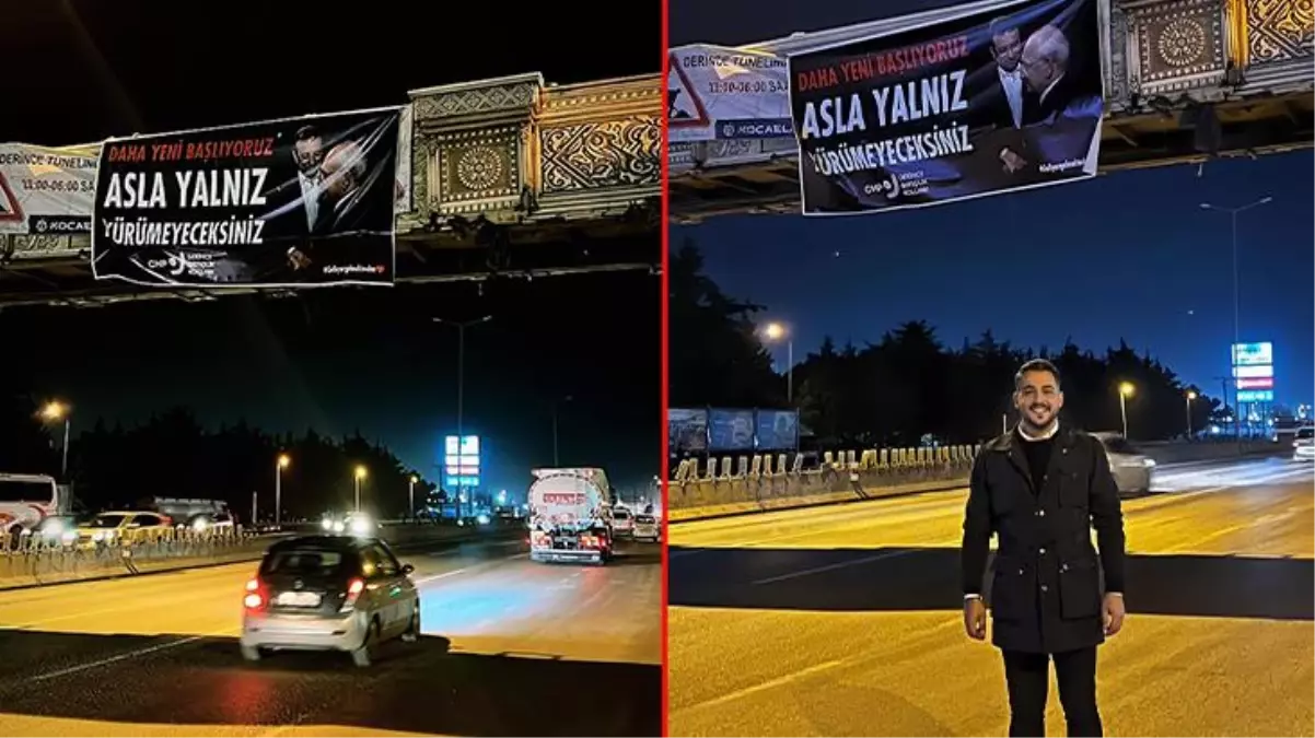 Ekrem İmamoğlu\'na destek için köprüye pankart asan CHP\'li gözaltına alındı