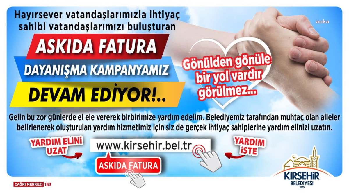 Kırşehir Belediyesi\'nin Askıda Fatura Dayanışma Kampanyası Sürüyor