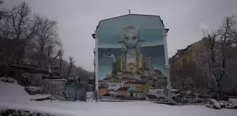 Ukrayna'da savaşın soldurduğu apartman duvarları grafitiyle renkleniyor