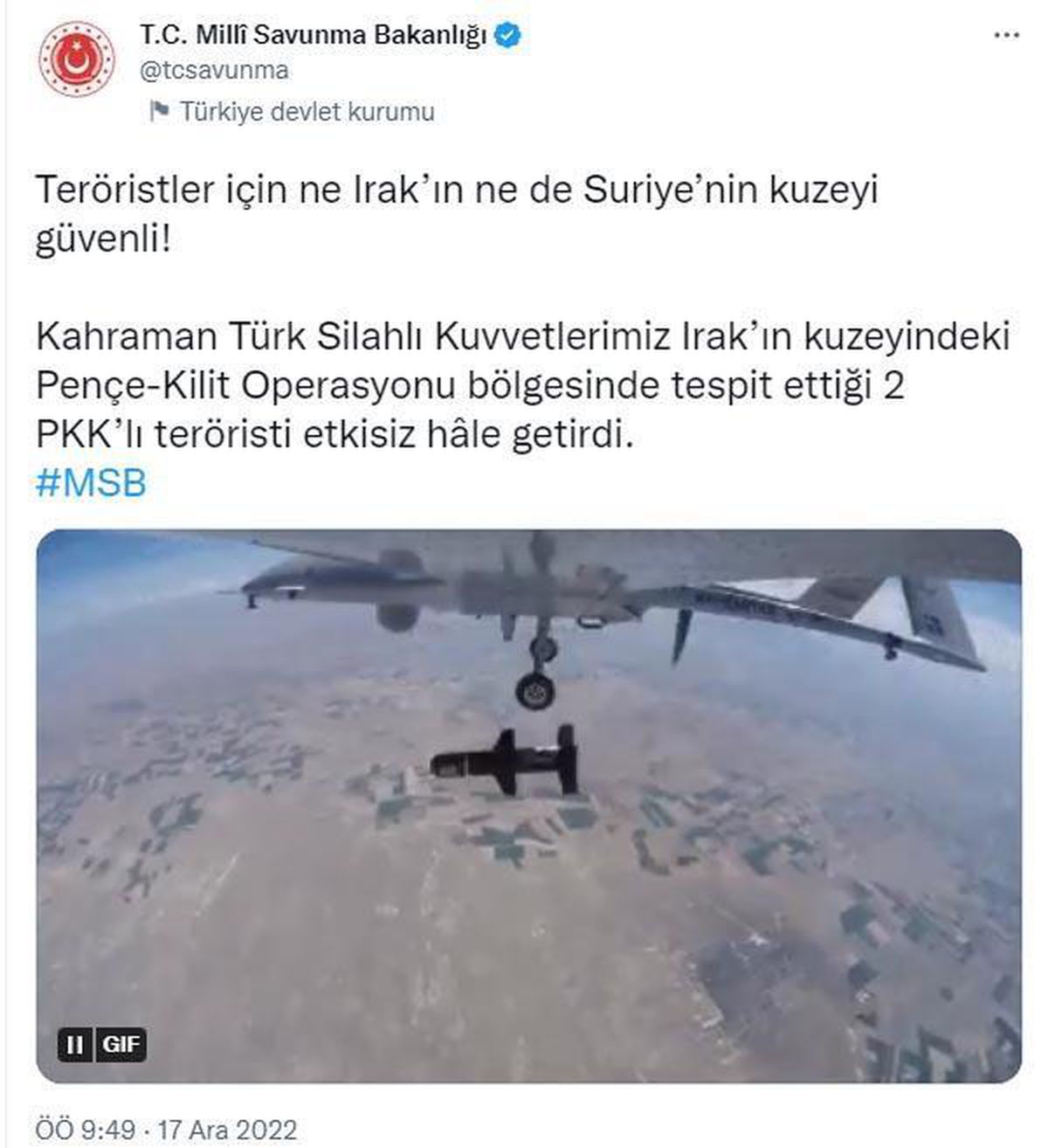 Pençe-Kilit Operasyonu bölgesinde 2 PKK\'lı terörist etkisiz hale getirildi