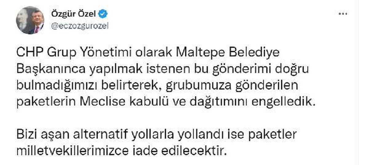 CHP\'li Özel\'den Maltepe Belediye Başkanı Kılıç\'a \'hediye\' tepkisi