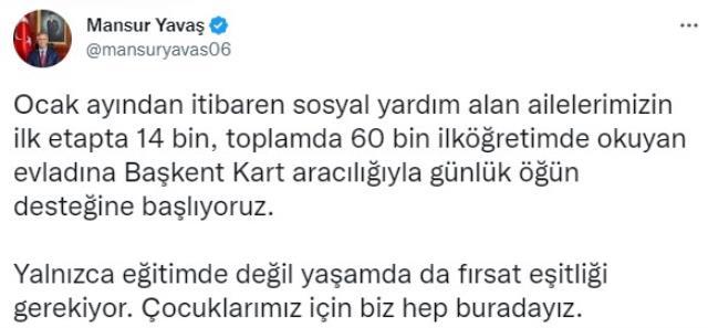 Mansur Yavaş: Ankara'da Başkent Kart'la Kantin Alışverişi Dönemini Başlatıyoruz