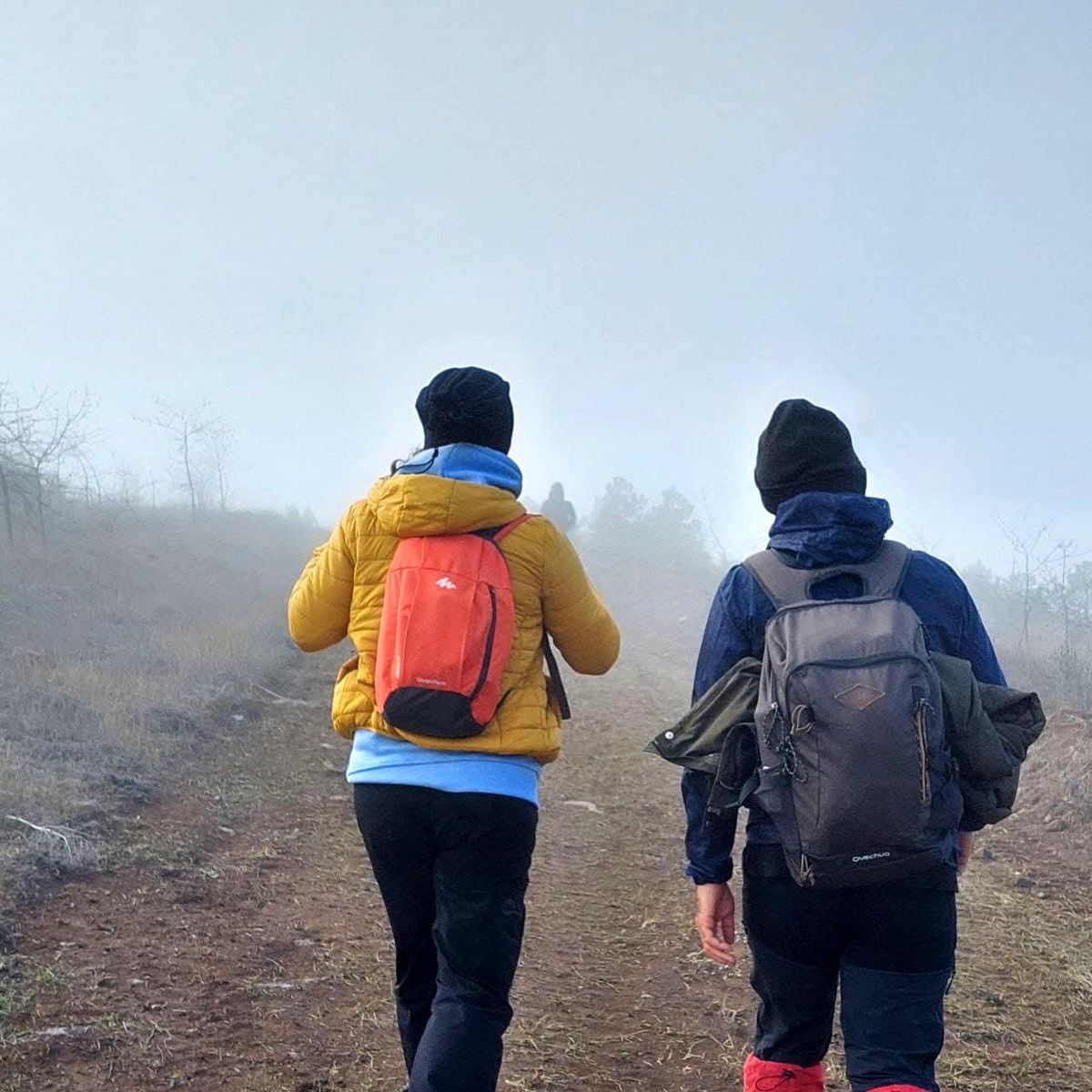 Doğa yürüyüşçülerine sis eşlik etti