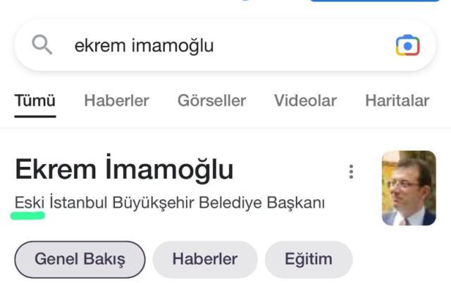 Google İmamoğlu için kullandığı 'Eski İstanbul Büyükşehir Belediye Başkanı' ifadesini düzetti
