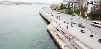 Havadan fotoğraflarla // Üsküdar Sahili'nde korkutan çökme