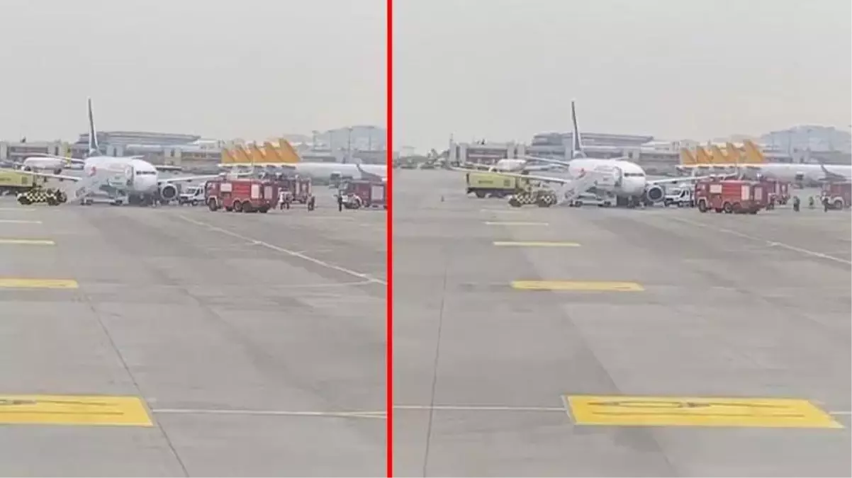 Sabiha Gökçen Havalimanı\'nda iniş yapan yolcu uçağının tekeri patladı! 148 yolcu ile 6 kişilik uçuş ekibi tahliye edildi