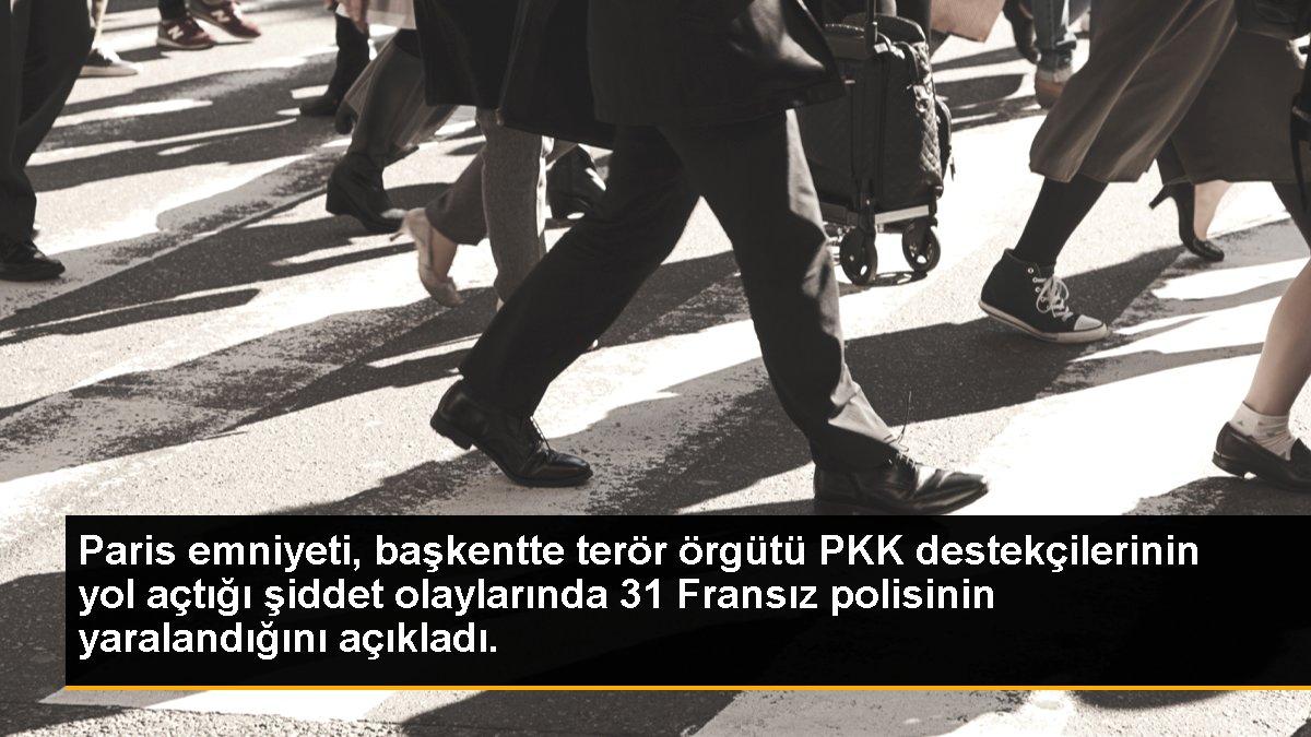 Paris emniyeti, başkentte terör örgütü PKK destekçilerinin yol açtığı şiddet olaylarında 31 Fransız polisinin yaralandığını açıkladı.