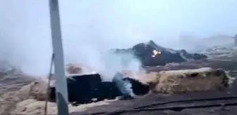 Saman balyaları alev alev yandı