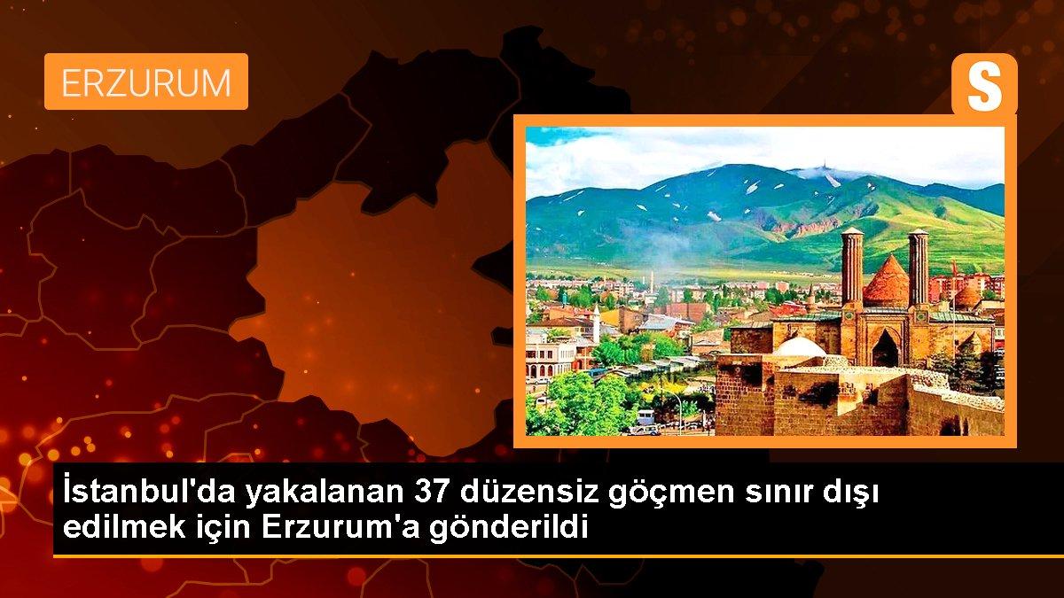 İstanbul\'da yakalanan 37 düzensiz göçmen sınır dışı edilmek için Erzurum\'a gönderildi