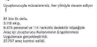Türkiye genelinde ilk defa araçta uyuşturucu kullanımına yönelik denetim yapıldı