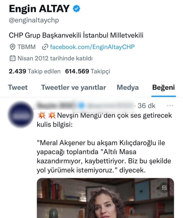'Akşener, Kılıçdaroğlu'na aday olma diyecek' tweetini beğenen CHP'li Altay'dan jet açıklama