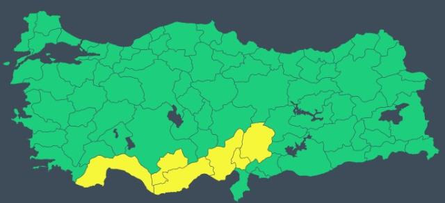 Meteoroloji'den 6 ile sarı kodlu uyarı