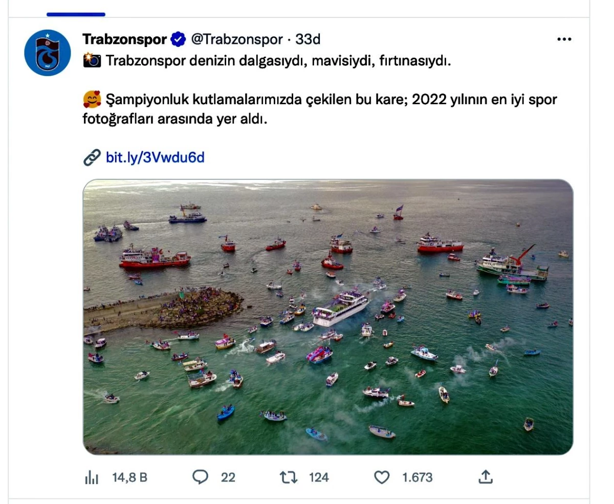 Trabzonspor, AA\'nın "Yılın Fotoğrafları" oylamasındaki şampiyonluk kutlaması fotoğrafını paylaştı
