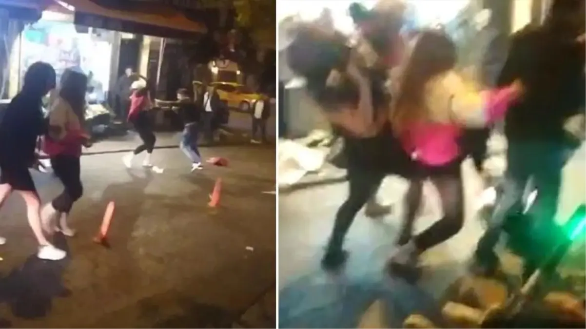 Beyoğlu\'nda translarla bir şahıs arasında kavga çıktı, yaşananları film izler gibi çekirdek yiyerek seyreden vatandaş şaşkınlık yarattı