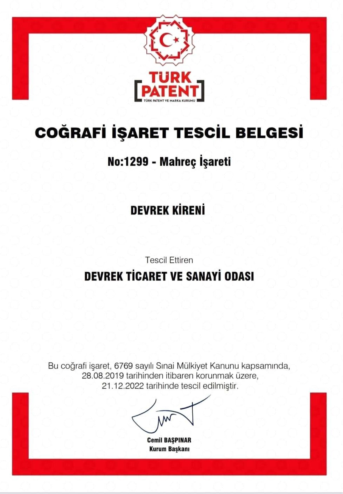 Devrek Kireni coğrafi işaret belgesi aldı