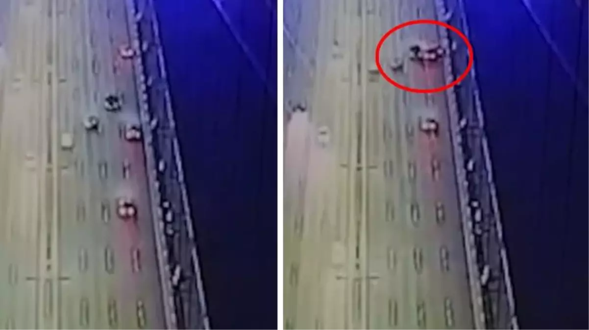 FSM\'de 4 aracın karıştığı zincirleme kazada bir araç korkulukları aşarak köprü balkonuna düştü, alev alan araca müdahale geldi