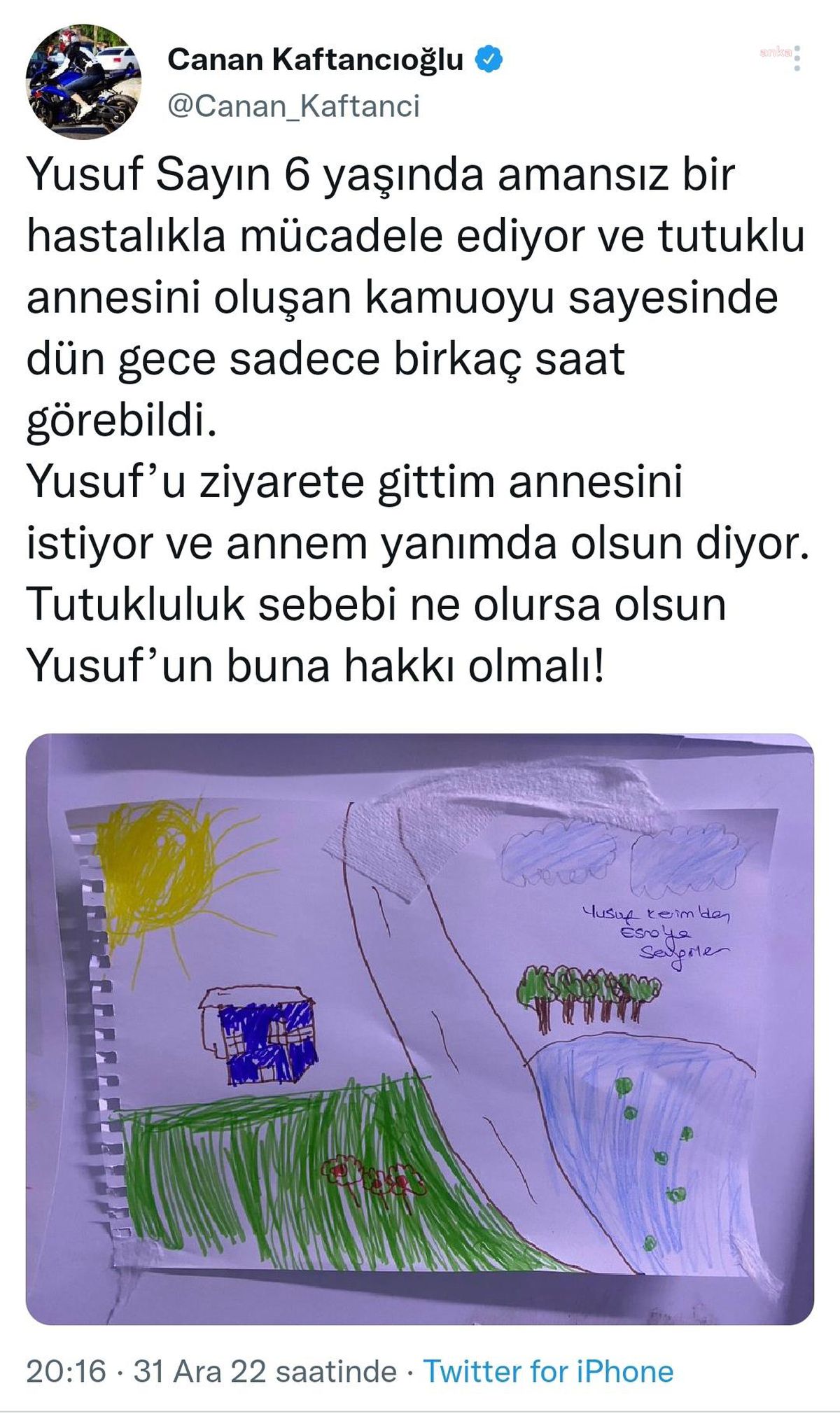Canan Kaftancıoğlu, Yılın Son Gününde Kanserle Mücadele Eden ve Annesi Cezaevinde Olan Yusuf ile Buluştu