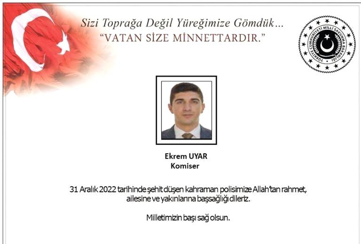 MSB\'den Şehit Polis Ekrem Uyar için başsağlığı mesajı