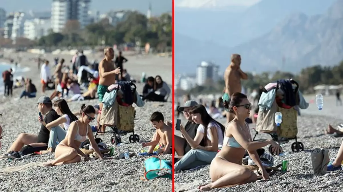 Antalya halkı yılın son günü deniz ve güneşin keyfini çıkardı!