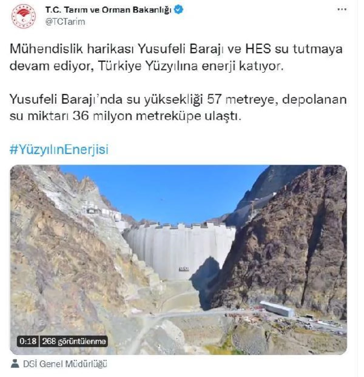 Yusufeli Barajı\'nda su yüksekliği 57 metreye ulaştı