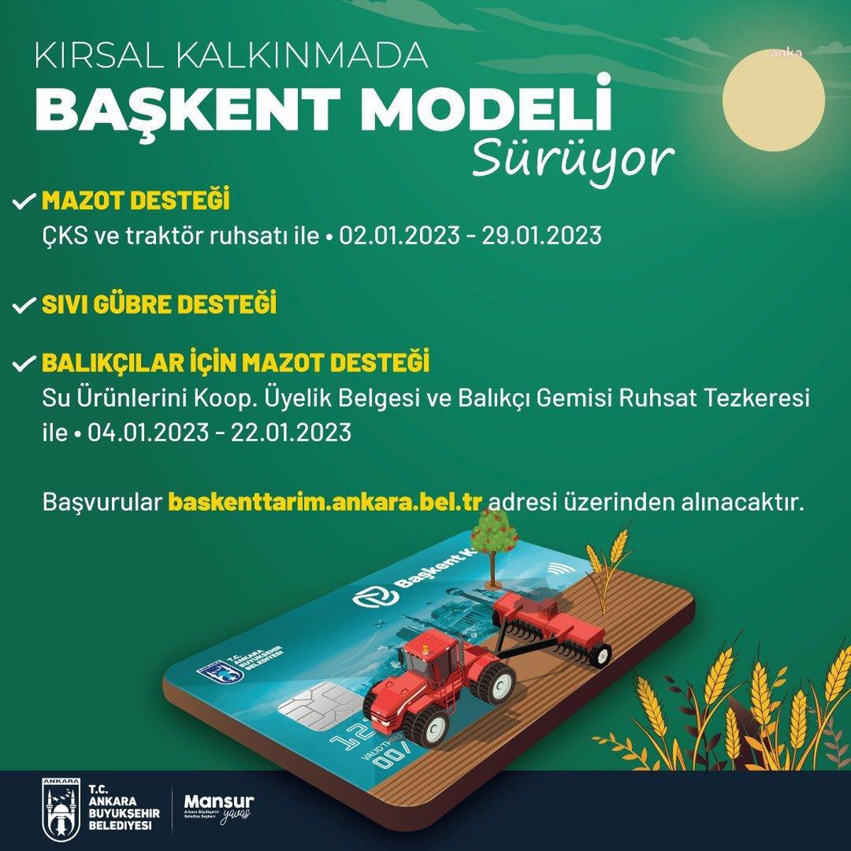 Ankara Büyükşehir\'den Mazot ve Sıvı Gübre Desteği