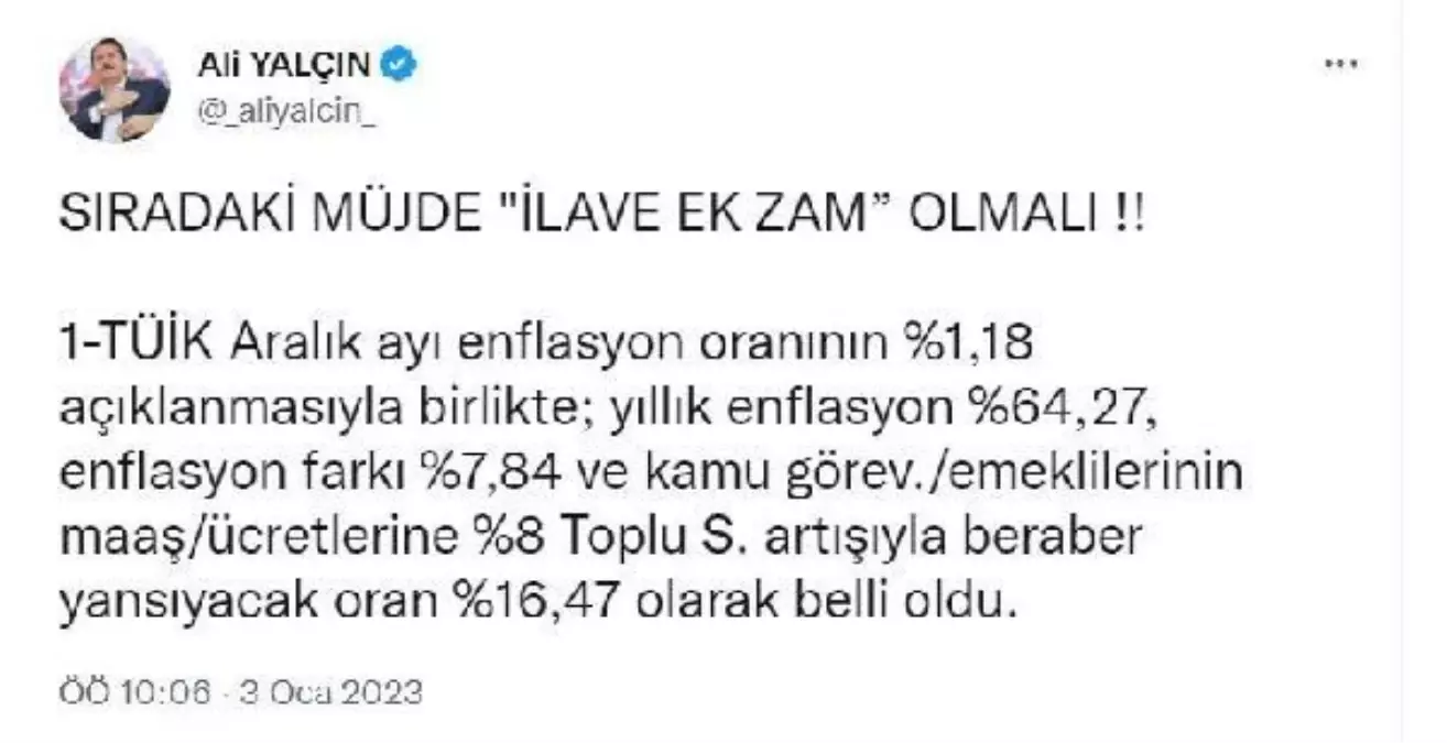 Memur-Sen Genel Başkanı Yalçın: "Kamu görevlilerimize verilecek ek zam olmalıdır"