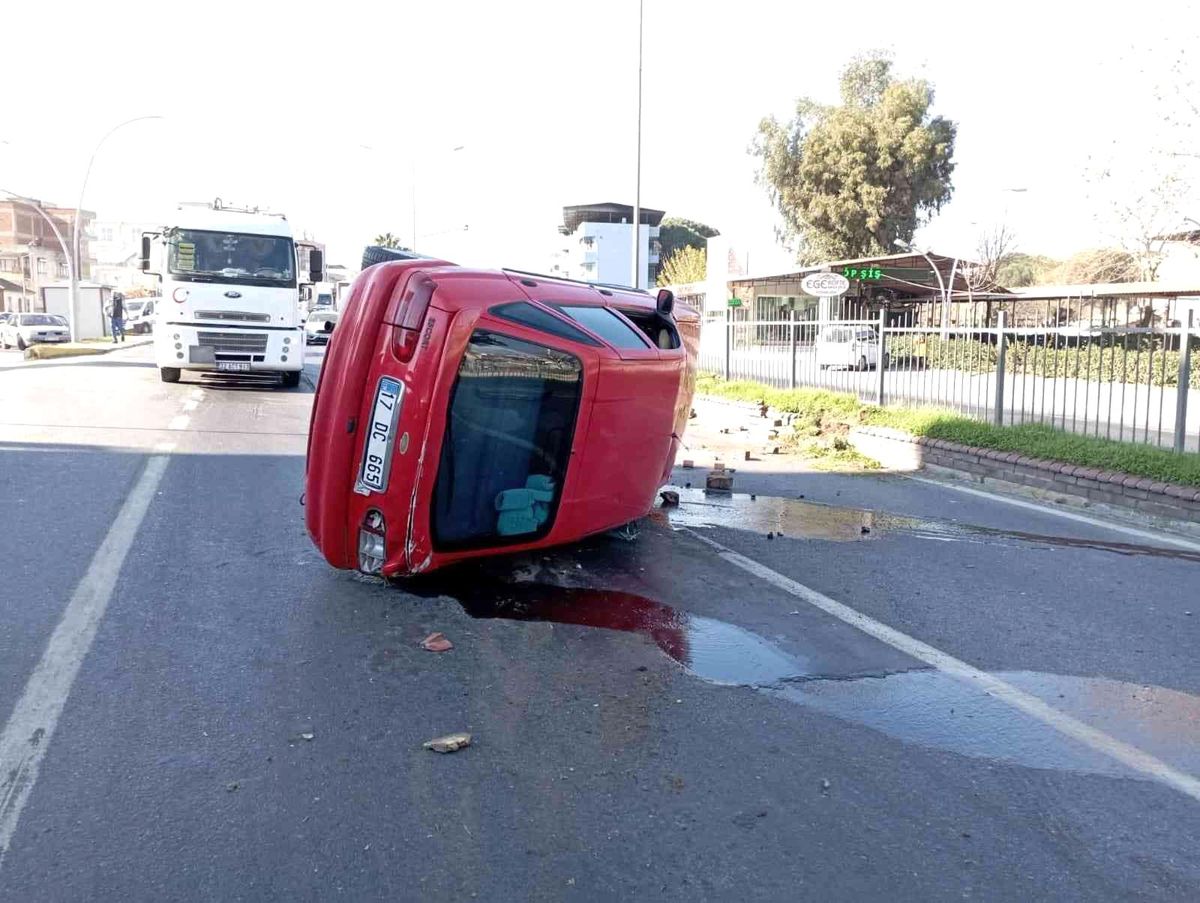 Tırla çarpışan otomobil devrildi: 2 yaralı