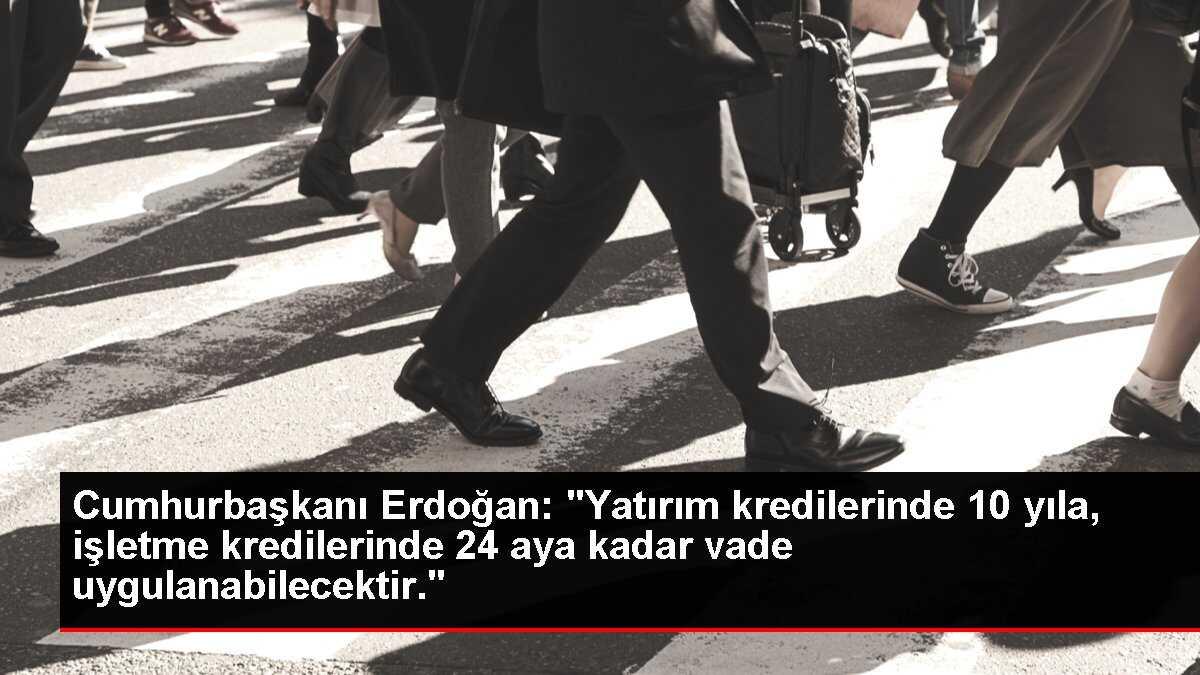 Cumhurbaşkanı Erdoğan: 'Yatırım kredilerinde 10 yıla, işletme kredilerinde 24 aya kadar vade uygulanabilecektir.'