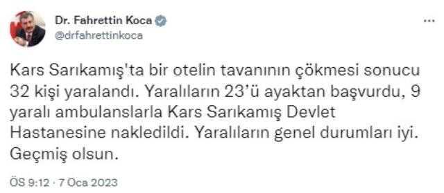 Son Dakika: Kars'ın Sarıkamış ilçesinde bir otelin tavanı çöktü: 32 yaralı