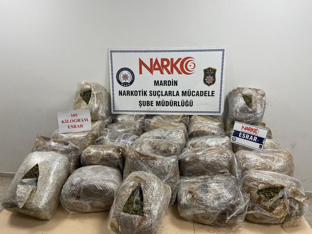Mardin\'de 105 kilogram esrar ele geçirildi