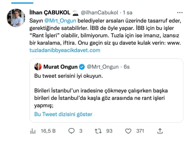 Tuzla Belediye Başkanı Yazıcı'nın Basın Danışmanı İlhan Çabukol'dan Murat Ongun'a yanıt