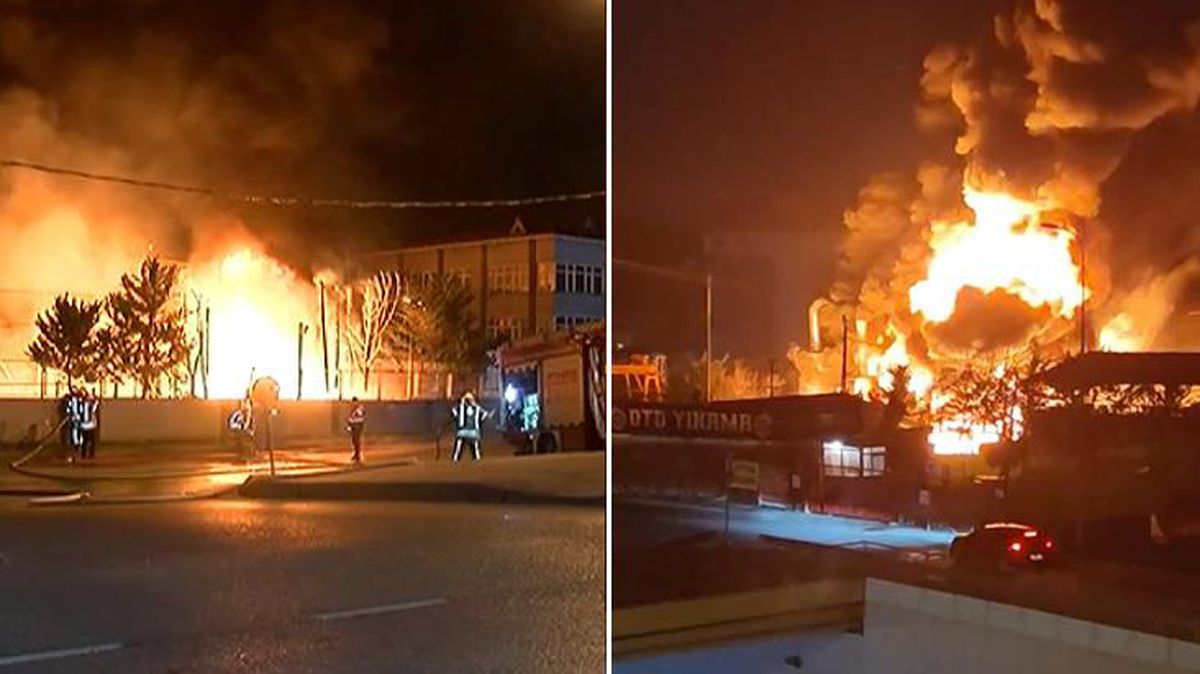 Patlamalar da yaşandı! Arnavutköy'de 10 bin metrekarelik fabrika kül oldu