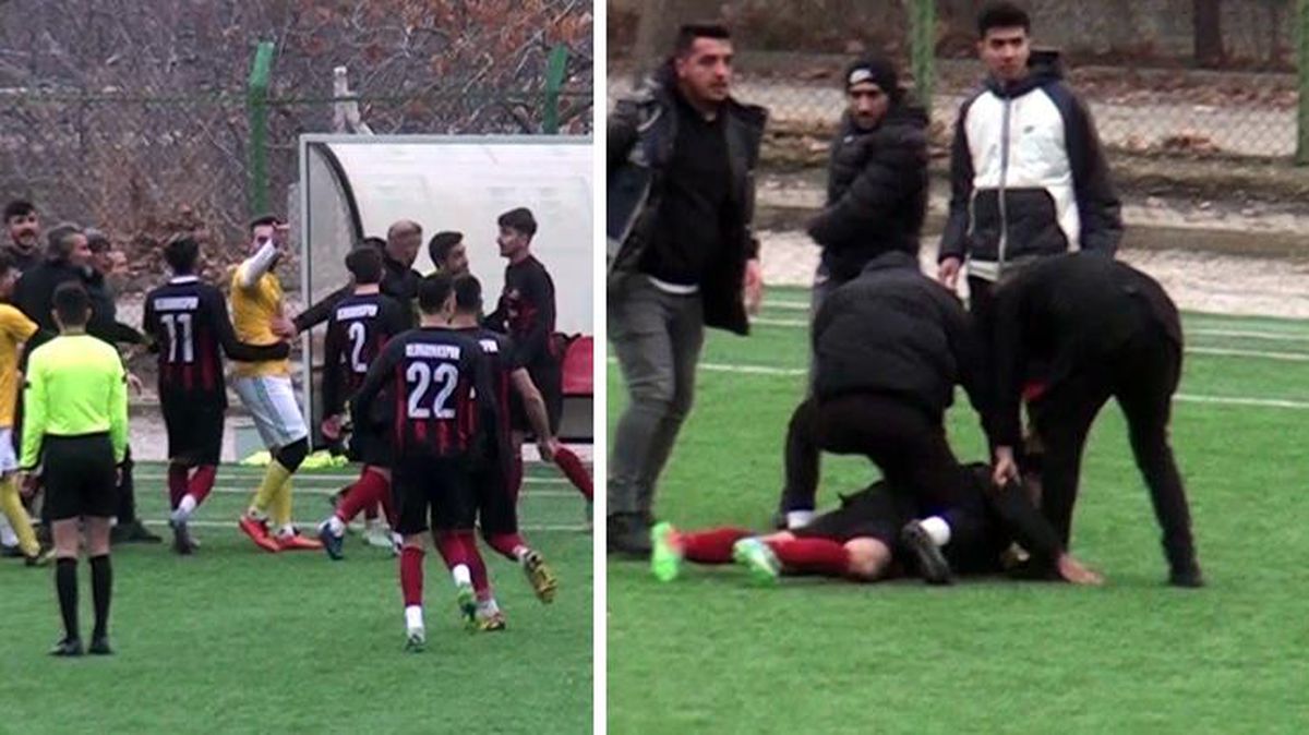 Çorum'da akıllara durgunluk veren olay! Oyundan alınan futbolcu elinde bıçakla sahaya geri döndü