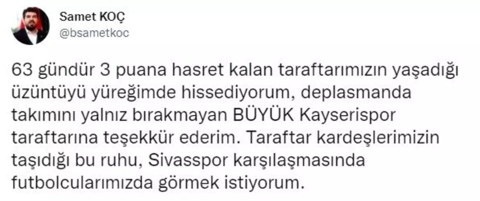 Kayserispor Basın Sözcüsü Batuhan Samet Koç Açıklaması