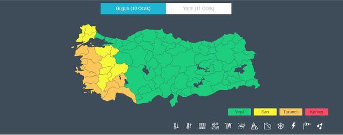 Meteoroloji\'den 3 il için \'turuncu\' kodlu uyarı