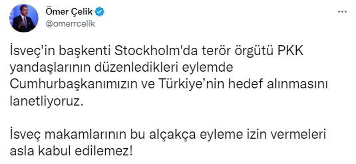 AK Parti Sözcüsü Çelik\'ten PKK/YPG destekçilerinin İsveç\'teki provokasyonlarına ilişkin açıklama Açıklaması