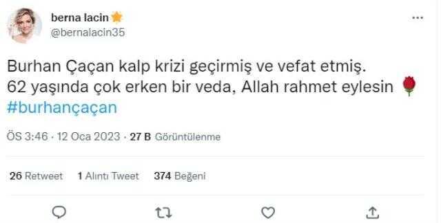 Burhan Çaçan'ın ani ölümü sanat ve siyaset dünyasını yasa boğdu