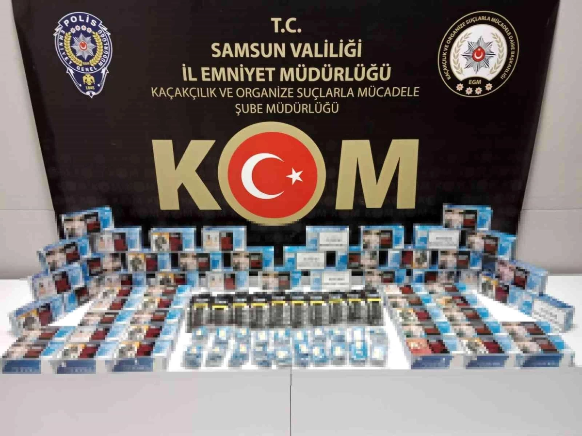 Samsun\'da kaçak makaron, TAPDK bandrolü ve boş sigara paketleri ele geçirildi