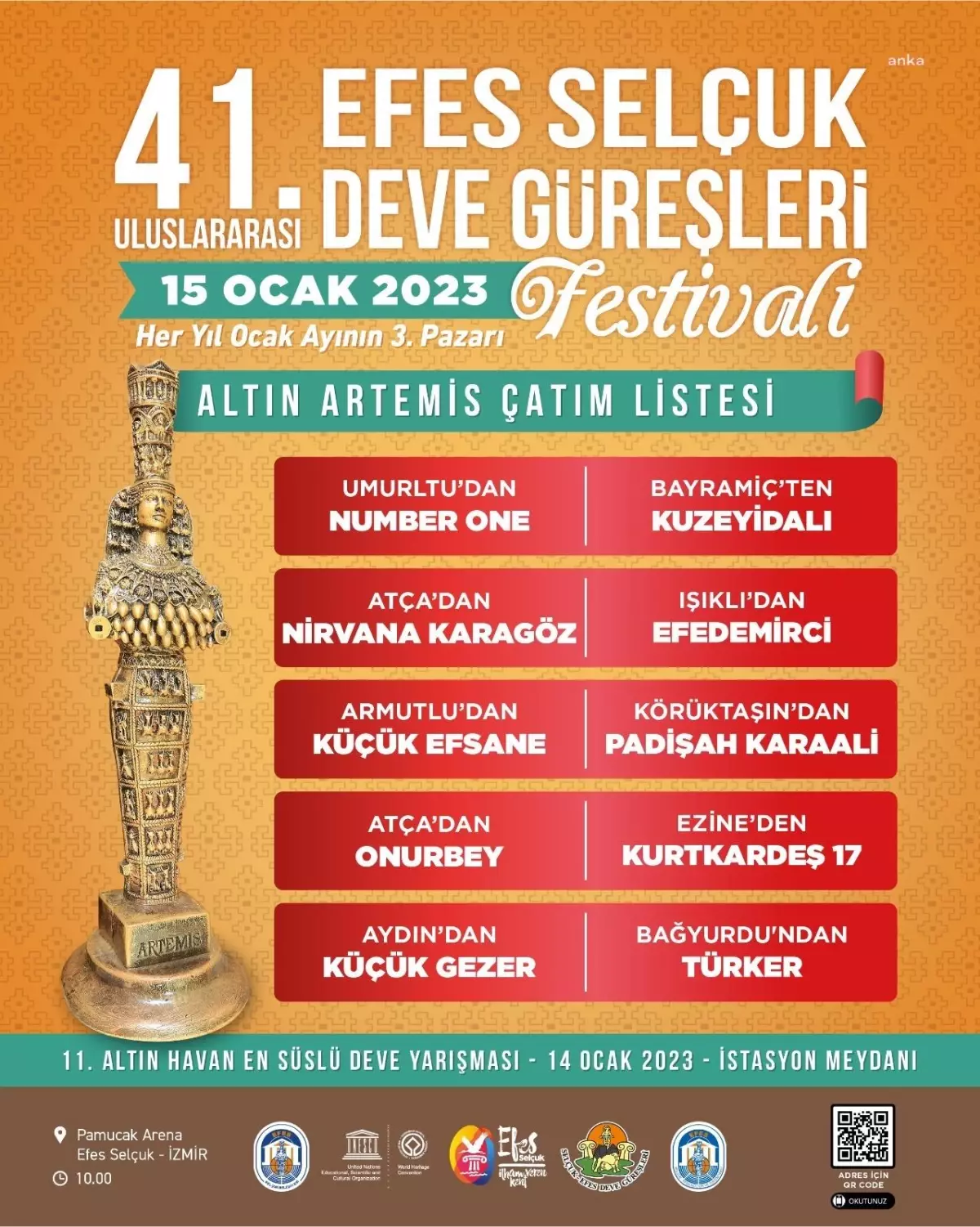 41. Uluslararası Efes Selçuk Deve Güreşleri Festivali Başlıyor