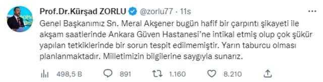 Akşam saatlerinde hastaneye kaldırılmıştı! İşte Meral Akşener'in sağlık durumu