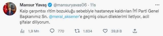 Akşam saatlerinde hastaneye kaldırılmıştı! İşte Meral Akşener'in sağlık durumu