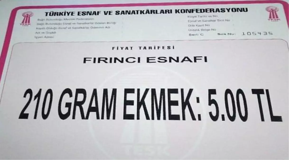 Sinop\'ta ekmek 5 TL oldu