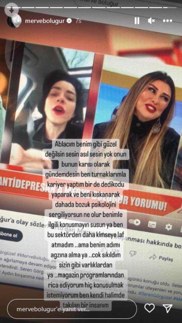 Merve Boluğur'dan 'Merve'nin annesi olsam pataklarım' diyen Selen Görgüzel'e öfke kustu