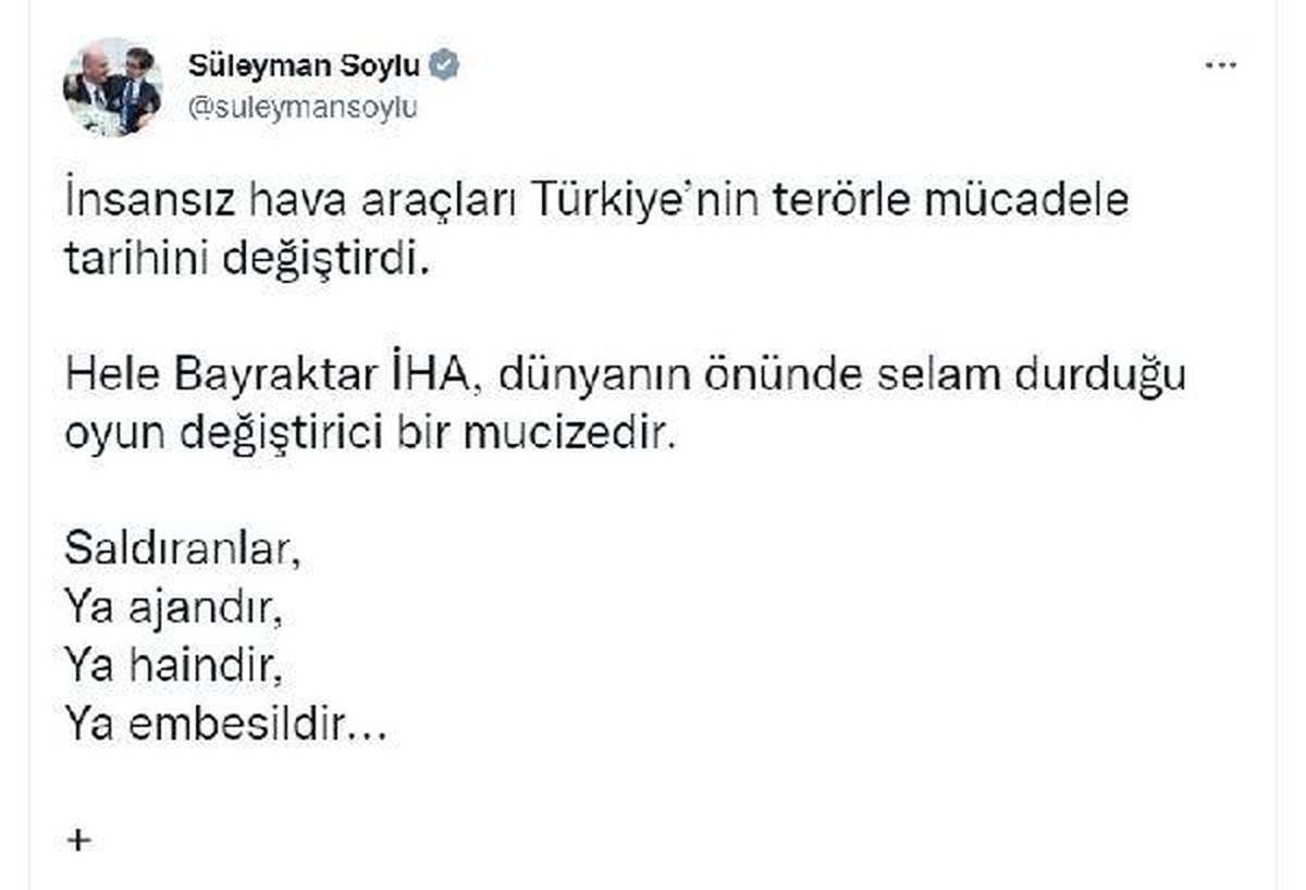 İçişleri Bakanı Soylu\'dan Bayraktar İHA\'lara yönelik iddialara tepki Açıklaması