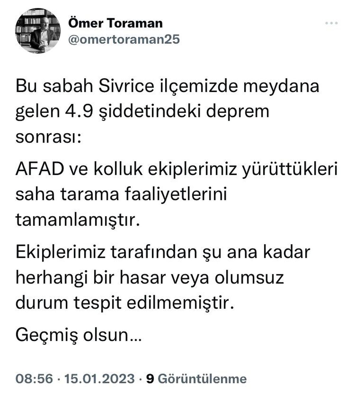 Elazığ Valisi Toraman, "Saha tarama faaliyetlerini tamamlamıştır"