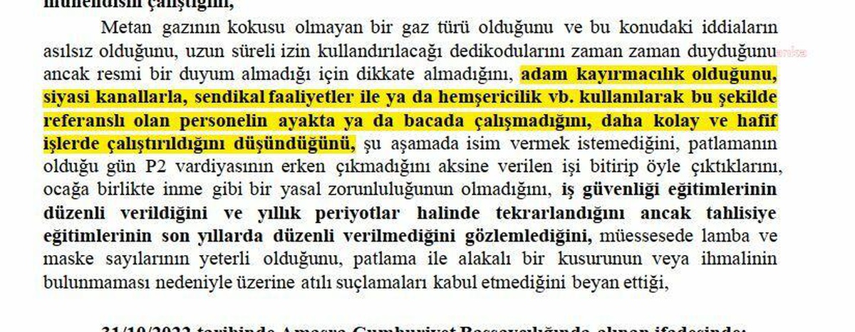Amasra Maden Faciasına İlişkin Fezleke... Emniyet Mühendisi: "Siyasi Kanallarla Referanslı Olan Personel Ayakta ya da Bacada Çalışmadı.