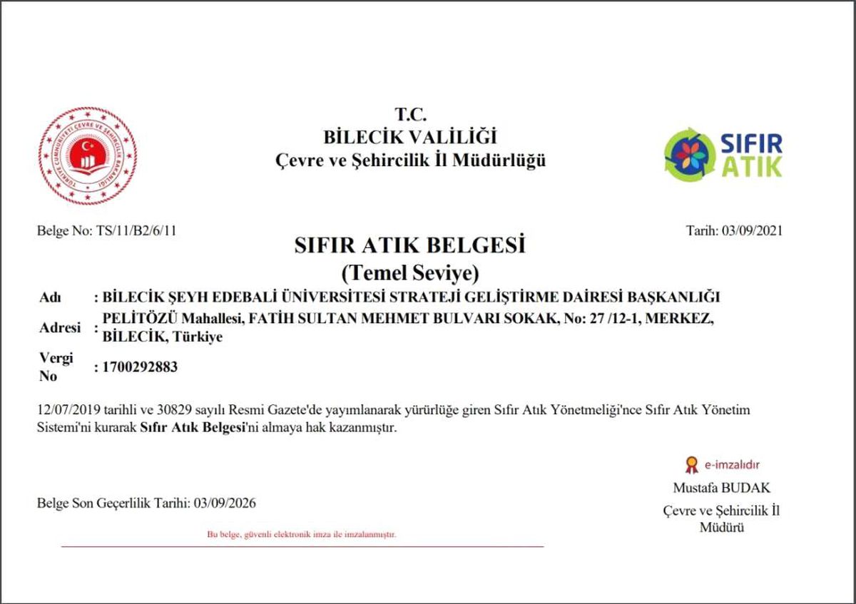 BŞEÜ "Sıfır Atık" çalışmalarını tamamladı