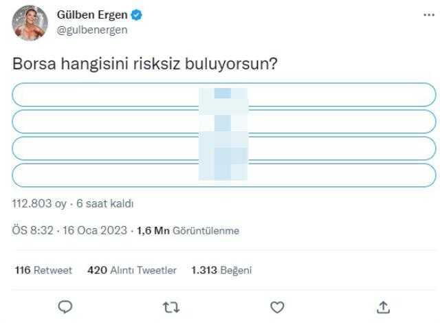 Borsayla ilgili anket yapan Gülben Ergen'e gizli reklam uyarısı: Başına dert alır